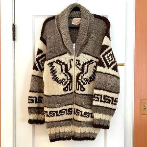 Vintage Cowichan Wool Cardigan Sweater
